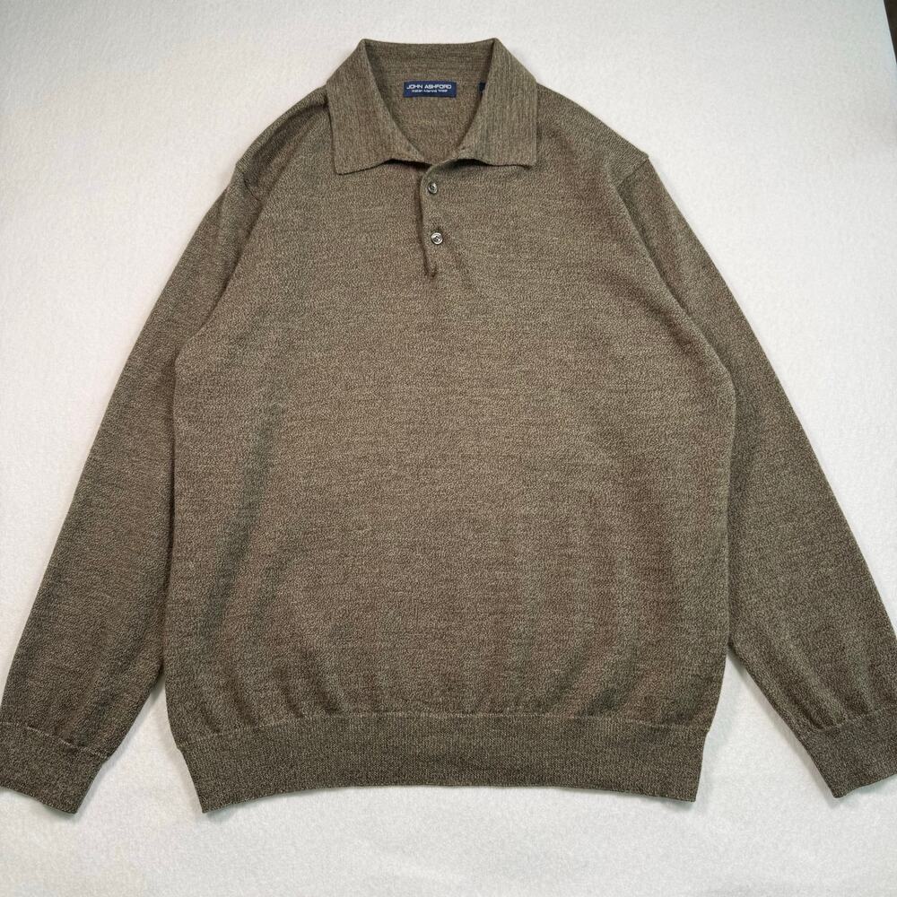 John Ashford Italian Merino Wool Pullover Collared Sweater Mens Size Large